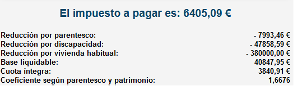 Resultado de cálculo del impuesto de sucesiones en Asturias